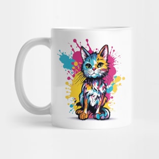 Colorful Cat Graffiti: A Playful and Vibrant Urban Art Design Mug